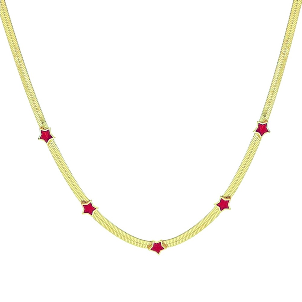Panacea Gold Looking Herringbone Star Necklace